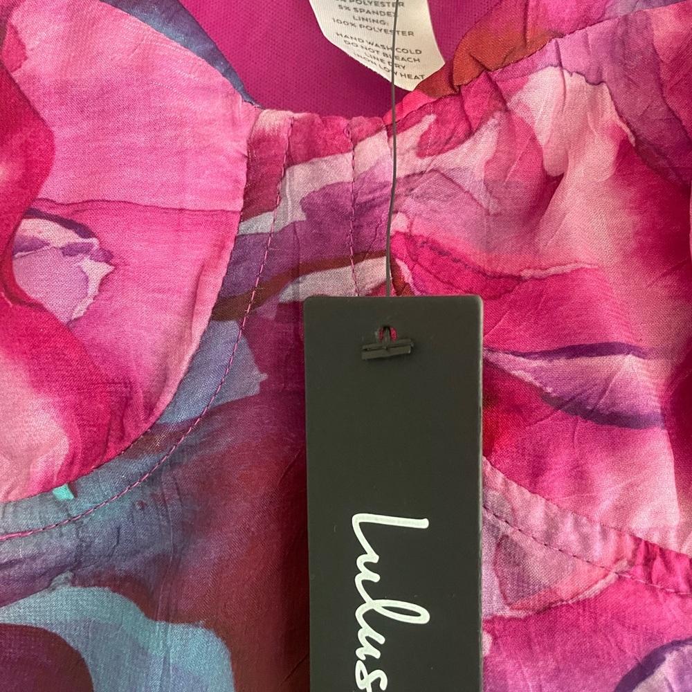 NWT Lulu's Pink and Purple Floral bodysuit - Picture 4 of 4
